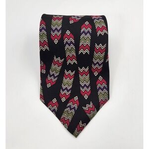 Talbott Studio Neck Tie Pointed Men's One Size Black Printed 100% Silk Formal‎